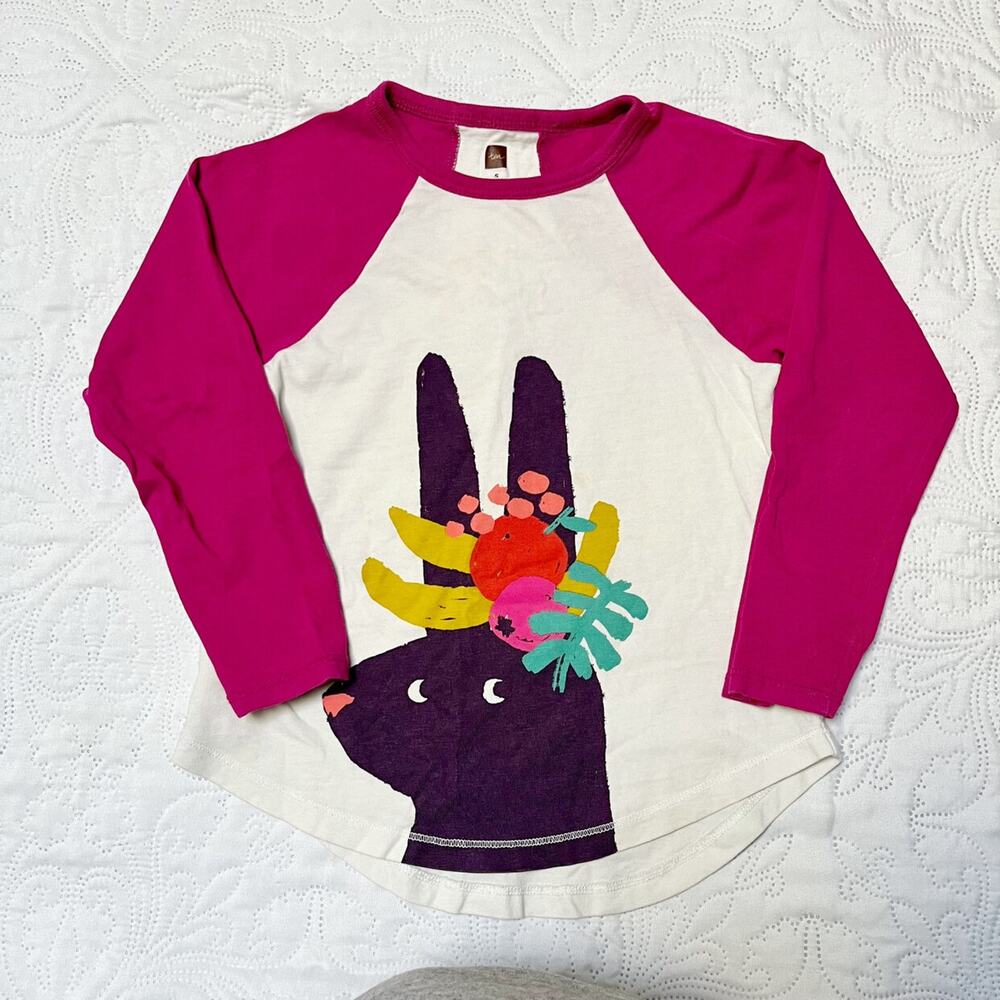 Tea Collection Fruit Rabbit Graphic Tee Size 5 - Picture 2 of 6